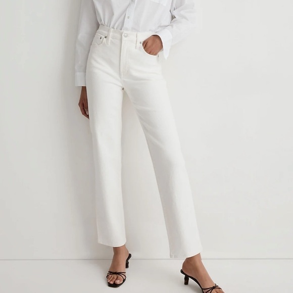 Madewell the MidRise Perfect Vintage Straight Leg Mom Jean Tile White 30, 6/8 - Picture 1 of 11